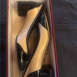 Salvatore Ferragamo Black and Cream Flats